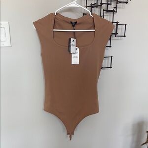 Express Brown Tan Fitted Bodysuit